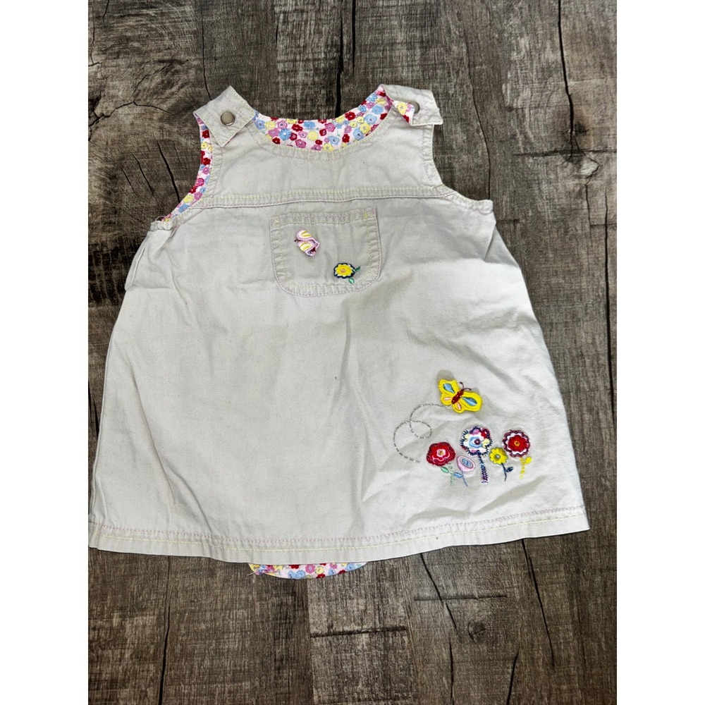 The‎ Childrens Place Baby Girl Khaki Floral Butterfly Jumper Dress 6-9 Months